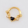 BLACK ONYX CUBIC ZIRCONIA GOTHIC ROSE VINE HINGED SEGMENT CLICKER RING 316L SURGICAL STEEL